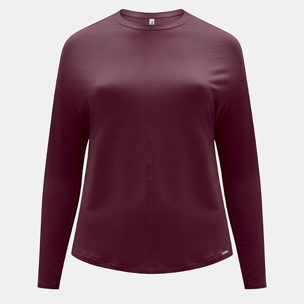 BLUSA LUNENDER MANGA LONGA MAIS MULHER MALHA BORDÔ FEMININO ADULTO