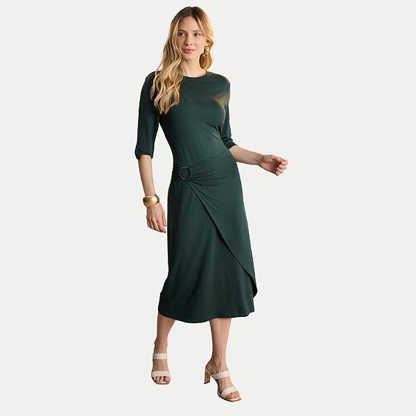 VESTIDO LUNENDER 3/4 MALHA VERDE FEMININO ADULTO