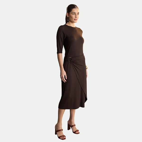 VESTIDO LUNENDER 3/4 MALHA MARROM FEMININO ADULTO