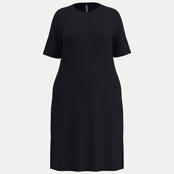 VESTIDO LUNENDER MANGA CURTA MAIS MULHER MALHA PRETO FEMININO ADULTO