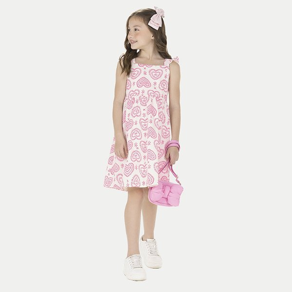 VESTIDO ALAKAZOO REGATA MALHA ESTAMPADA ROSA FEMININO INFANTIL