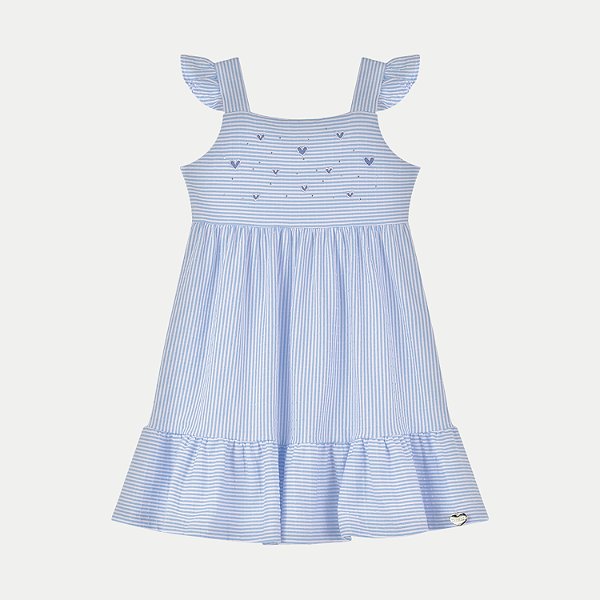 VESTIDO ALAKAZOO REGATA ALGODÃO LISTRADO  AZUL PASTEL FEMININO INFANTIL