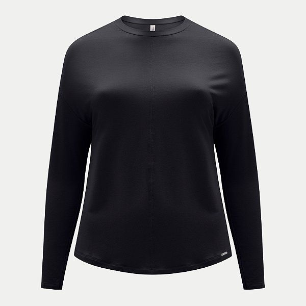 BLUSA LUNENDER MANGA LONGA MAIS MULHER MALHA PRETO FEMININO ADULTO
