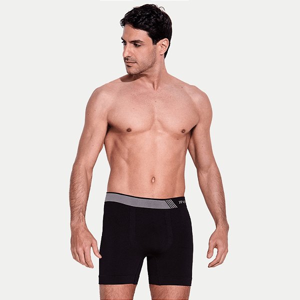 CUECA TRIFIL BOXER POLIAMIDA E ELASTANO PRETO MASCULINO ADULTO