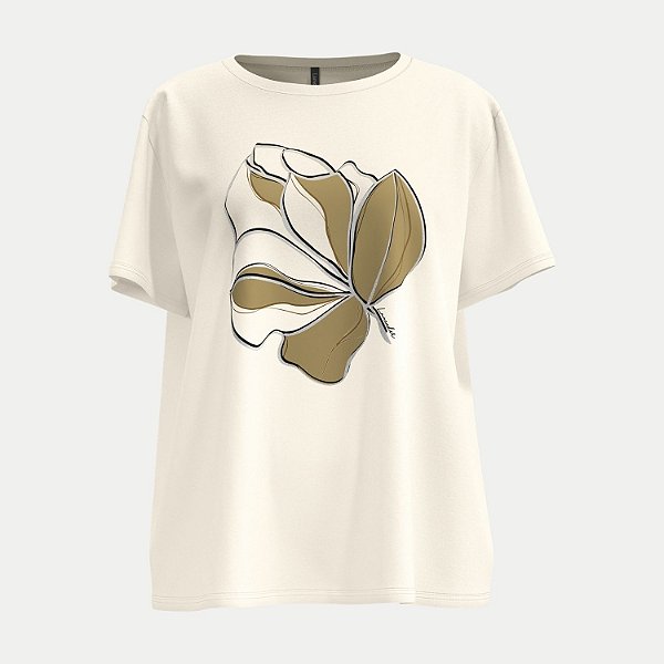 BLUSA LUNENDER MANGA CURTA T-SHIRT ALGODÃO SILKADA OFFWITE FEMININO ADULTO