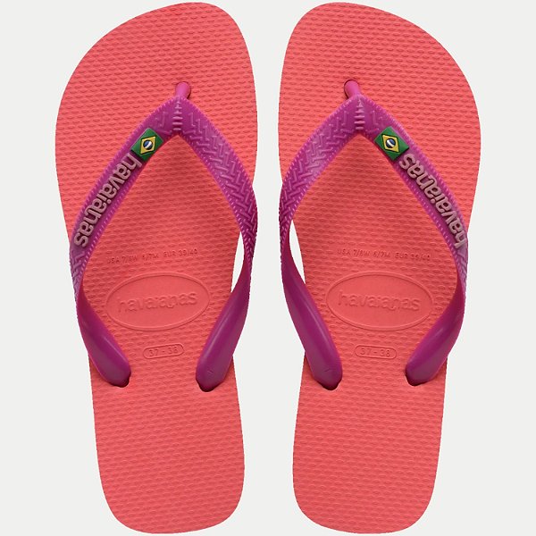 CHINELO HAVAIANAS BRASIL LOGO DEDO CORAL UNISEX ADULTO