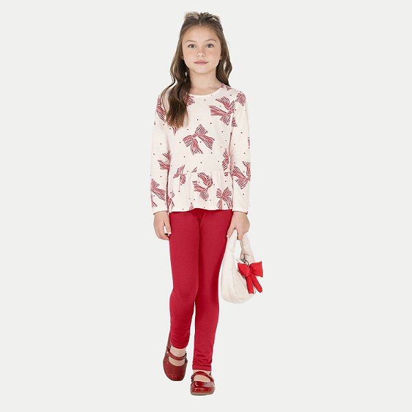 CONJUNTO INVERNO ALAKAZOO CALÇA E JAQUETA COM CAPUZ MOLETOM VERMELHO FEMININO INFANTIL