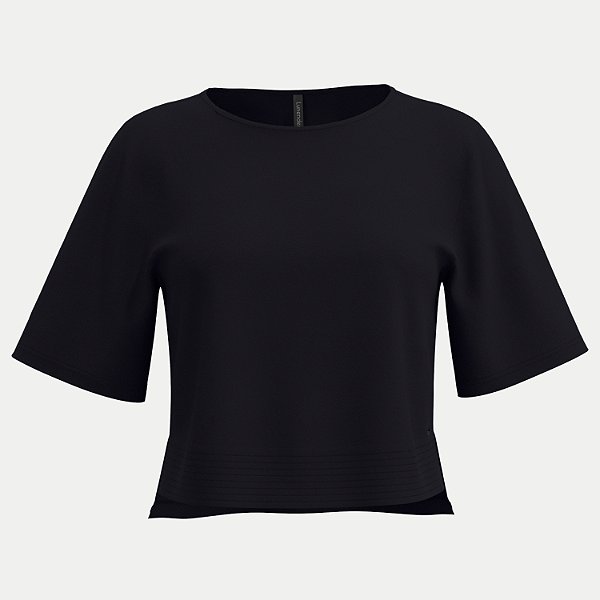 BLUSA LUNENDER MANGA CURTA MALHA CROPPED PRETO FEMININO ADULTO