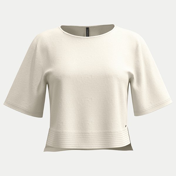 BLUSA LUNENDER MANGA CURTA MALHA CROPPED OFFWHITE FEMININO ADULTO