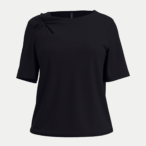 BLUSA LUNENDER MANGA CURTA MALHA PRETO FEMININO ADULTO