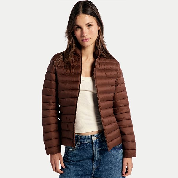 JAQUETA HERING POLIESTER SEM CAPUZ PUFFER MARROM FEMININO ADULTO