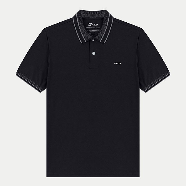 POLO FICO MANGA CURTA COMFORT MALHA COM VIVO PRETO MASCULINO ADULTO