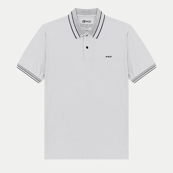POLO FICO MANGA CURTA COMFORT MALHA COM VIVO BRANCO MASCULINO ADULTO