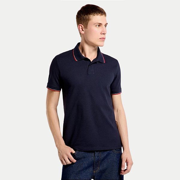 POLO HERING MANGA CURTA COMFORT PIQUET COM VIVO AZUL MARINHO UNISEX ADULTO