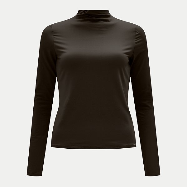 BLUSA LUNENDER MANGA LONGA MALHA GOLA ALTA PRETO FEMININO ADULTO