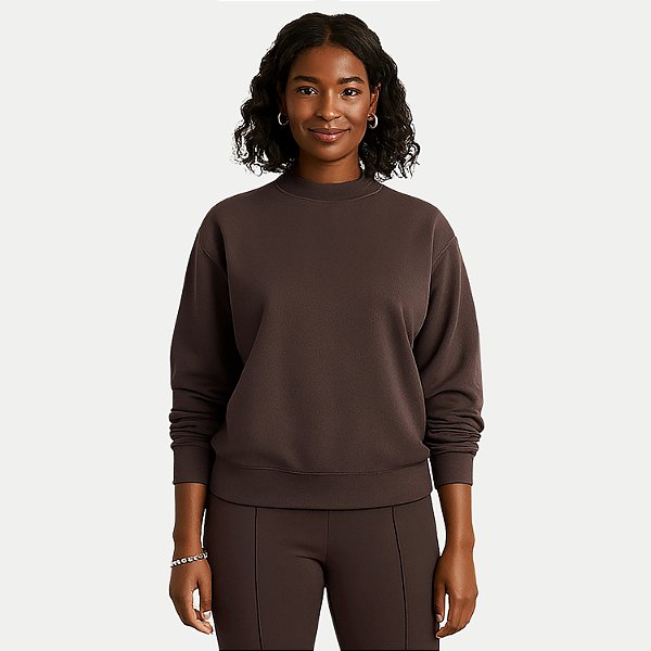 BLUSÃO LUNENDER MOLETOM CARECA MARROM FEMININO ADULTO