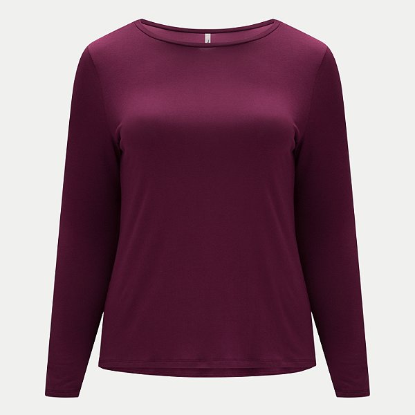 BLUSA LUNENDER MANGA LONGA MAIS MULHER VISCOLYCRA VINHO FEMININO ADULTO