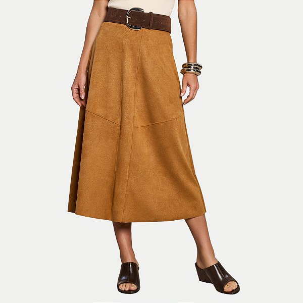 SAIA DOCE TRAMA SUEDE MIDI CARAMELO FEMININO ADULTO