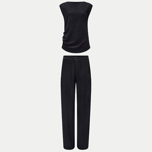 CONJUNTO VERÃO LUNENDER CALÇA E BLUSA MALHA PRETO FEMININO ADULTO