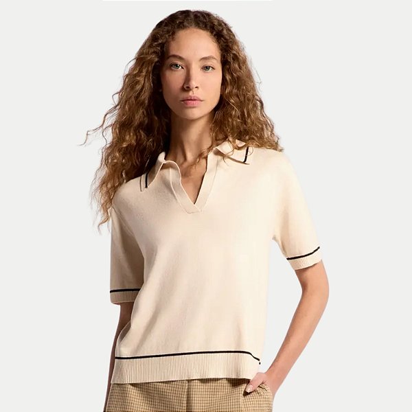 POLO HERING MANGA CURTA SLIM TRICÔ CREME FEMININO ADULTO