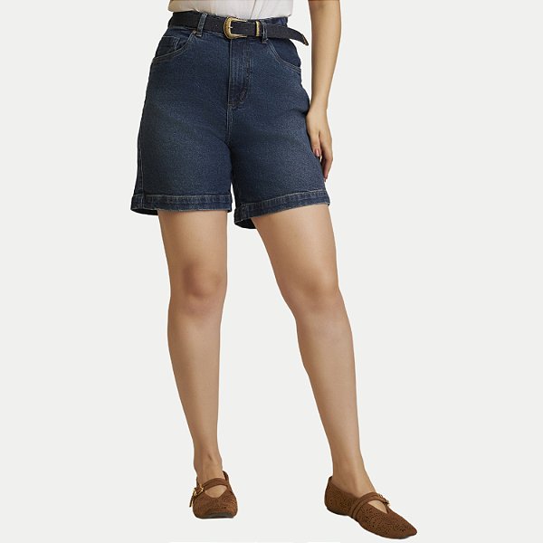 BERMUDA YOUNG JEANS ESCURO COM ELASTANO COMFORT FEMININO ADULTO
