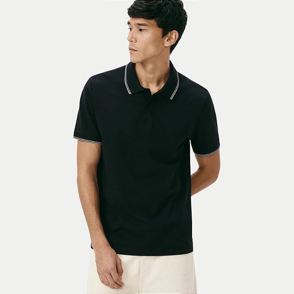 POLO HERING MANGA CURTA COMFORT PIQUET PRETO MASCULINO ADULTO