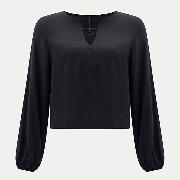 BLUSA LUNENDER MANGA LONGA VISCOSE PRETO FEMININO ADULTO