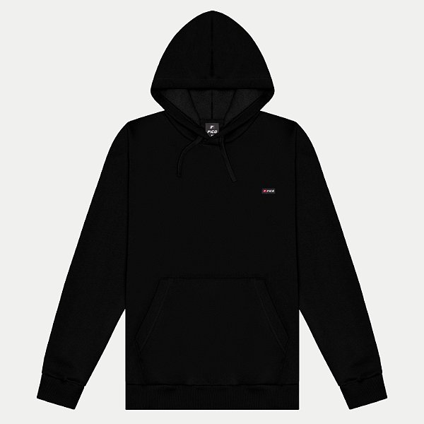 BLUSÃO FICO MOLETOM COM CAPUZ PRETO MASCULINO ADULTO