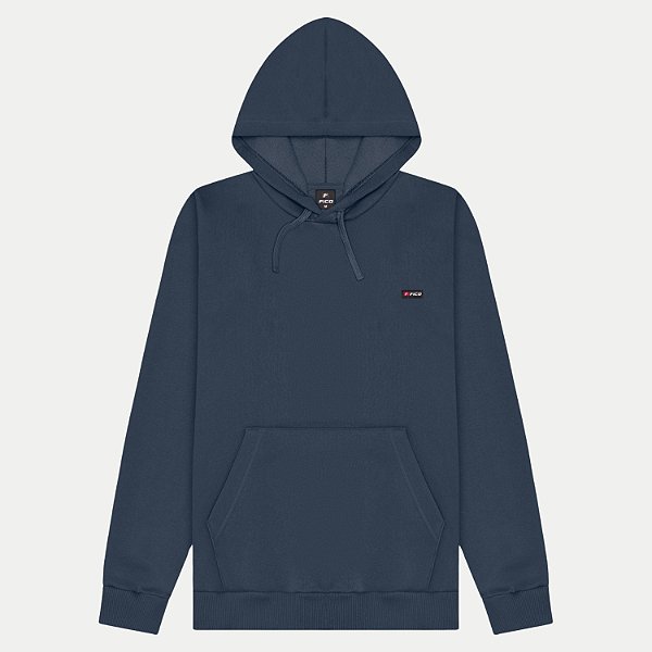 BLUSÃO FICO MOLETOM COM CAPUZ AZUL MARINHO MASCULINO ADULTO