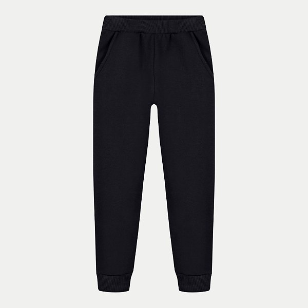 CALÇA ALAKAZOO MOLETOM CASUAL COM PUNHO PRETO MASCULINO INFANTIL