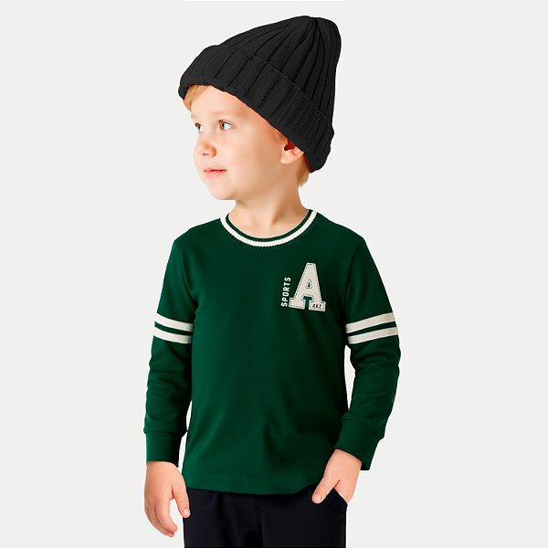 CAMISETA ALAKAZOO MANGA LONGA COMFORT ALGODÃO SILKADO VERDE MASCULINO INFANTIL