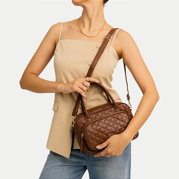 BOLSA RAFITTHY 2 TIPOS DE ALÇA SINTÉTICA MARROM FEMININO ADULTO