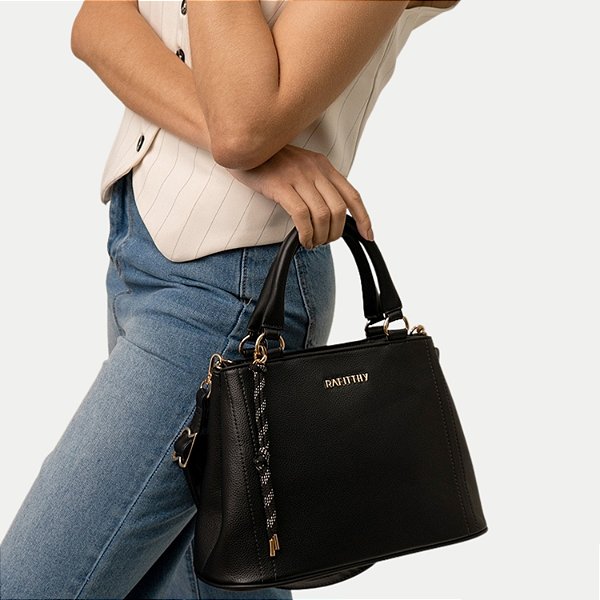 BOLSA RAFITTHY 2 TIPOS DE ALÇA SINTÉTICA PRETO  FEMININO ADULTO
