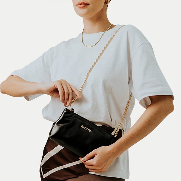BOLSA RAFITTHY TRANSVERSAL SINTÉTICA PRETO FEMININO ADULTO