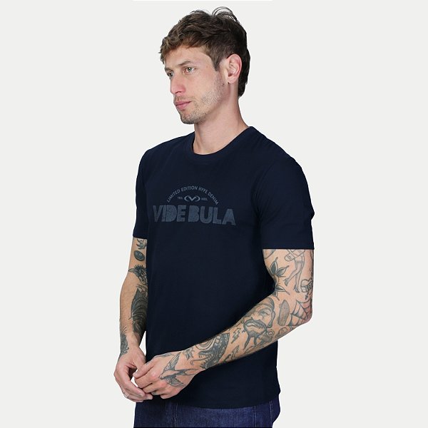 CAMISETA VIDE BULA MANGA CURTA SLIM ALGODÃO E ELASTANO AZUL MARINHO MASCULINO ADULTO