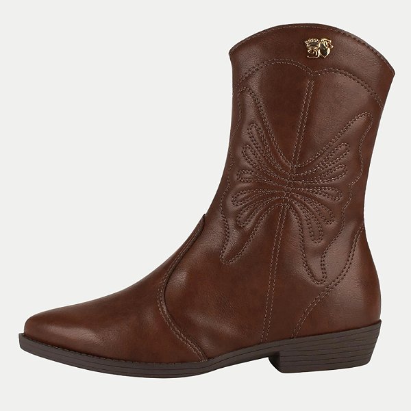 BOTA PINK CATS CANO BAIXO TEXANA CAFÉ FEMININO ADULTO