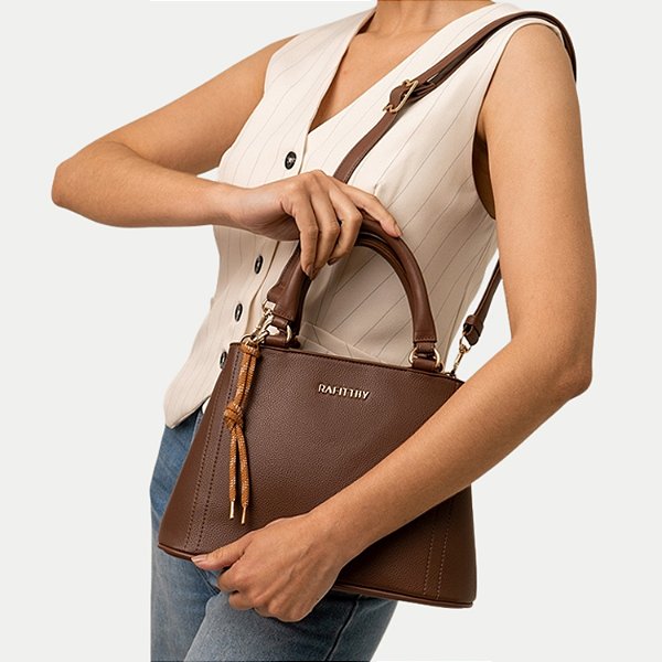 BOLSA RAFITTHY 2 TIPOS DE ALÇA SINTÉTICO MARROM ESCURO FEMININO ADULTO