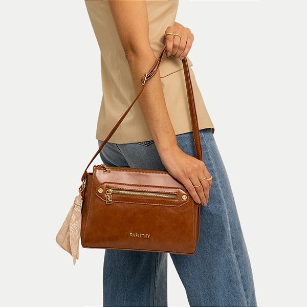 BOLSA RAFITTHY 2 TIPOS DE ALÇA SINTÉTICO CARAMELO FEMININO ADULTO