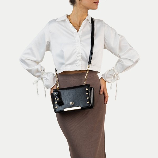 BOLSA RAFITTHY TRANSVERSAL SINTÉTICO PRETO FEMININO ADULTO
