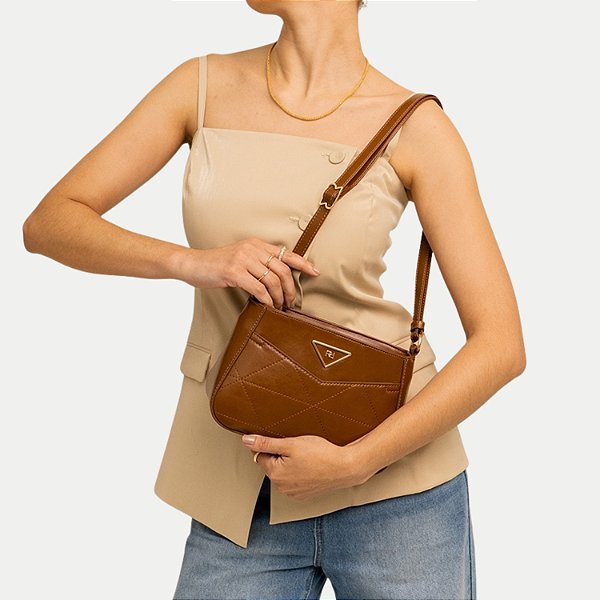 BOLSA RAFITTHY TRANSVERSAL SINTÉTICO MARROM FEMININO ADULTO