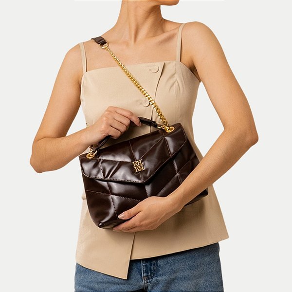 BOLSA RAFITTHY 2 TIPOS DE ALÇA SINTÉTICO MARROM FEMININO ADULTO