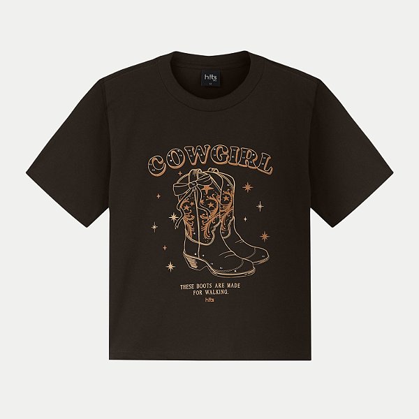 BLUSA LUNENDER HITS MANGA CURTA TSHIRT ALGODÃO MARROM SILKADA FEMININO INFANTIL