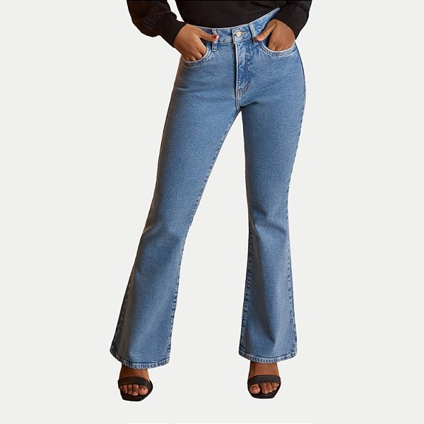 CALÇA LUNENDER JEANS CLARO COM ELASTANO FLARE PETIT FEMININO ADULTO