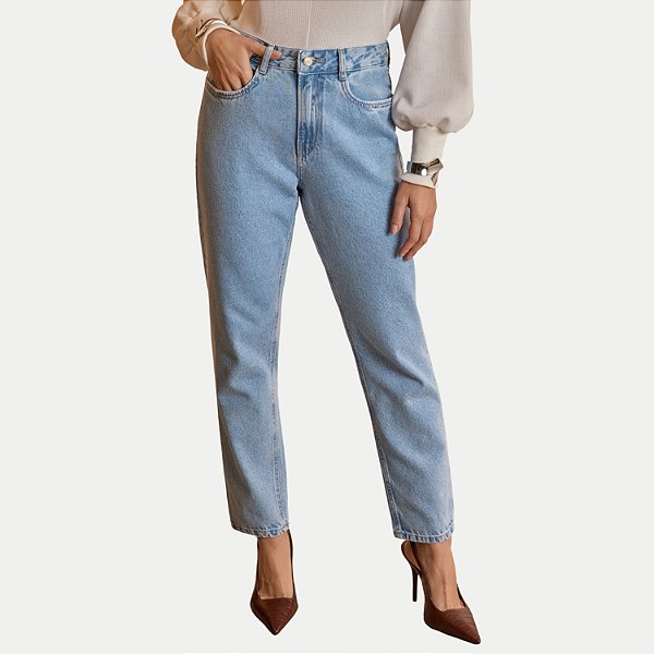 CALÇA LUNENDER JEANS CLARO BRUTO MOM FEMININO ADULTO