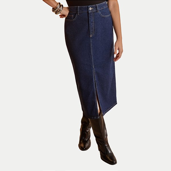 SAIA LUNENDER JEANS MÉDIO COM ELASTANO MIDI FEMININO ADULTO