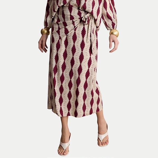 SAIA LUNENDER VISCOSE MIDI ESTAMPADA BORDÔ FEMININO ADULTO
