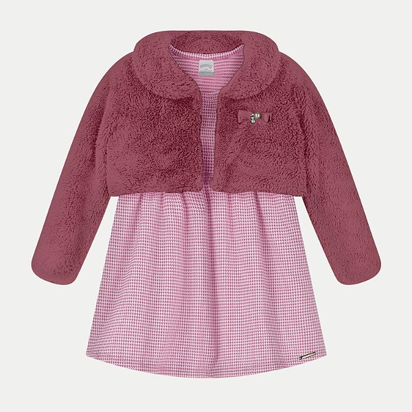 VESTIDO ALAKAZOO REGATA COM CASACO ROSA FEMININO INFANTIL