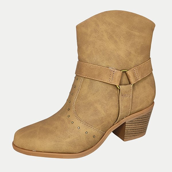 BOTA MODARE CANO CURTOTEXANA SALTO MÉDIO BEGE ESCURO FEMININO ADULTO