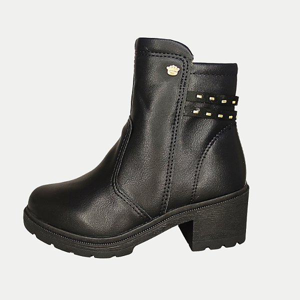 BOTA PINK CATS CANO BAIXO SALTO BAIXO PRETO FEMININO INFANTIL