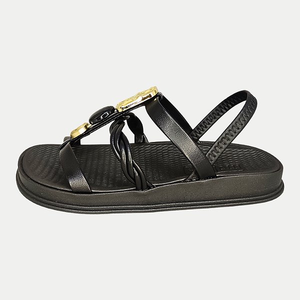 SANDALIA MOLECA ANABELA BAIXA  PRETO FEMININO ADULTO